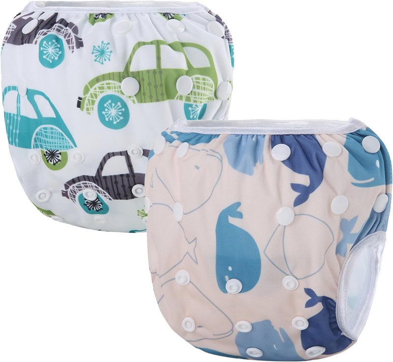 storeofbaby Reusable Swim Diapers Covers Waterproof Swimming Pants for 8-36lbs Unisex Baby Pack of 2 - Image 1